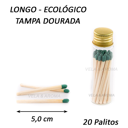 VIDRO FOSFORO LONGO 5,0 cm VERDE - 20 PALITOS - TP DOURADA