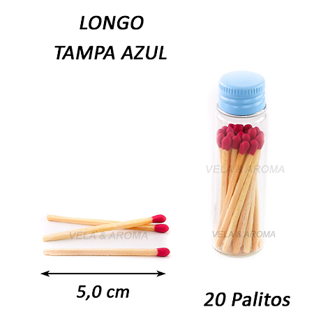 VIDRO FOSFORO LONGO 5,0 cm VERMELHO - 20 PALITOS - TP AZUL