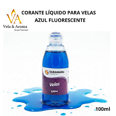 CORANTE LIQUIDO PARA VELAS - AZUL FLUORESCENTE 100ml - SARAMANIL