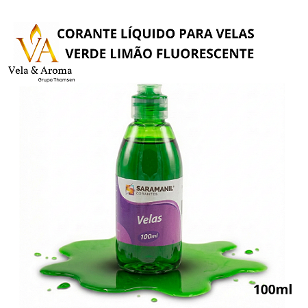 CORANTE LIQUIDO PARA VELAS - VERDE LIMÃO FLUORESCENTE 100ml - SARAMANIL