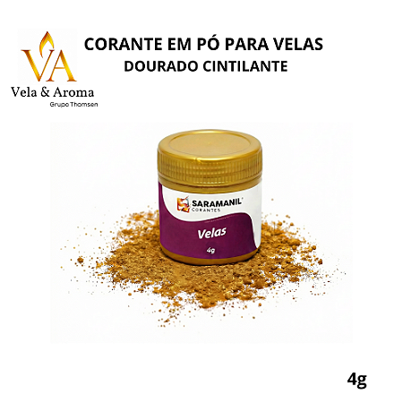 CORANTE EM PÓ CINTILANTE PARA VELAS - DOURADO 4g - SARAMANIL