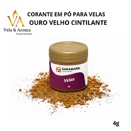 CORANTE EM PÓ CINTILANTE PARA VELAS -  OURO VELHO   4g - SARAMANIL