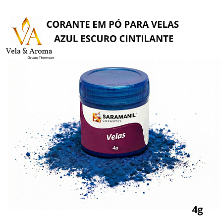 CORANTE EM PÓ CINTILANTE PARA VELAS - AZUL ESCURO 4g - SARAMANIL