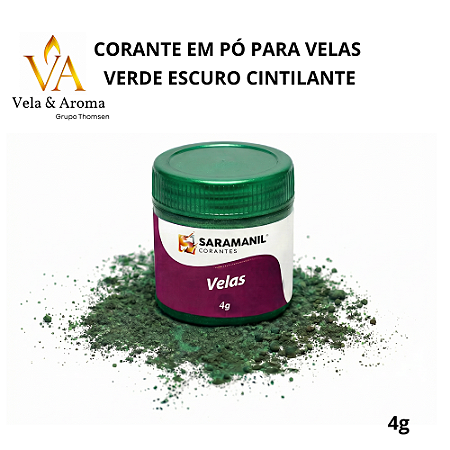 CORANTE EM PÓ CINTILANTE PARA VELAS -  VERDE ESCURO    4g - SARAMANIL