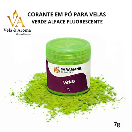CORANTE EM PÓ PARA VELAS - VERDE ALFACE FLUORESCENTE  7g - SARAMANIL