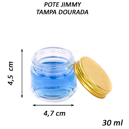 POTE JIMNY VIDRO 30 ml - CRISTAL TAMPA DOURADA