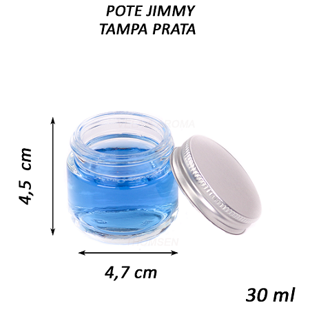 POTE JIMNY VIDRO 30 ml - CRISTAL TAMPA PRATA