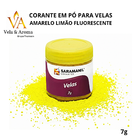 CORANTE EM PÓ PARA VELAS - AMARELO LIMÃO FLUORESCENTE 7g - SARAMANIL
