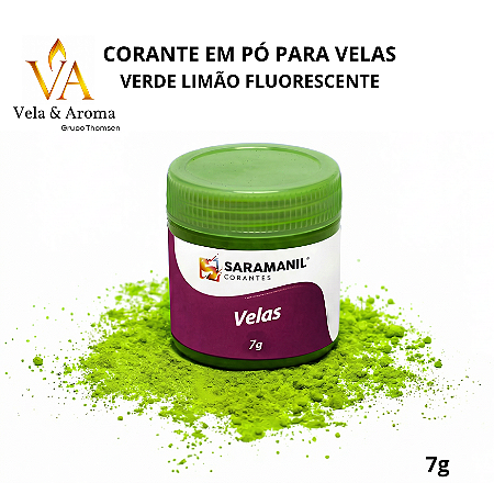 CORANTE EM PÓ PARA VELAS - VERDE LIMÃO FLUORESCENTE  7g - SARAMANIL