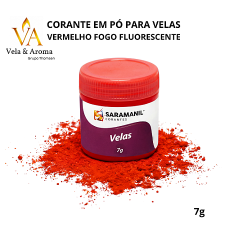 CORANTE EM PÓ PARA VELAS - VERMELHO FOGO FLUORESCENTE  7g - SARAMANIL