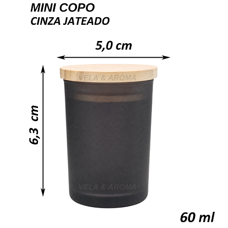 COPO MINI VIDRO TAMPA HERMETICA - CINZA JATEADO 60 ml