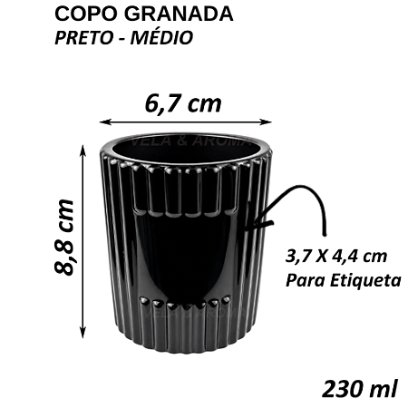 COPO VELA GRANADA MEDIO 230 ML - PRETO