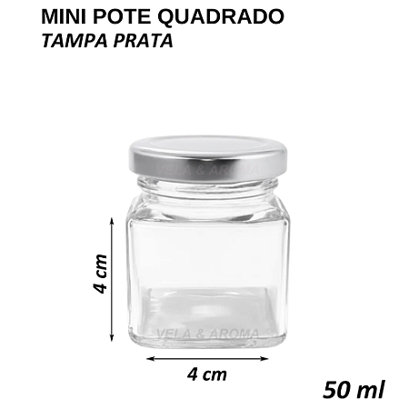 MINI POTE QUADRADO TAMPA PRATA - 50 ML