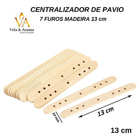 CENTRALIZADOR DE PAVIO 7 FUROS - MADEIRA 13 cm