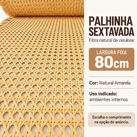 Palhinha Indiana Sextavada em Fibras Naturais de Celulose cor: Natural Amarela – 80cm de Largura