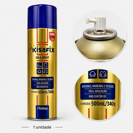 Cola Spray Contato Aerosol Regulável Lata Kisafix 340gr