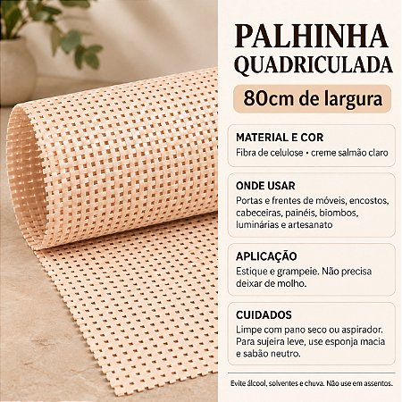Palhinha Indiana Quadriculada Celulose - Creme 80cm