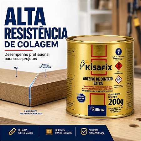 Cola Contato Sapateiro Adesivo Couro Forte Extra Kisafix 200gr