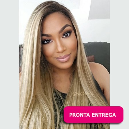 Lace Front Naomi - Repartição Livre - 13x4 - Loira com raiz escura