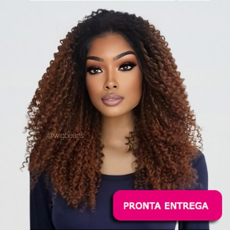Lace Front Cacheada Alani - mel com raiz escura