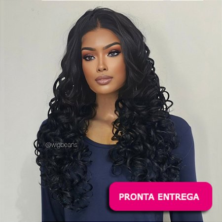 Lace Front Marcela - Repartição Livre 13x4 - cor 1B preto natural