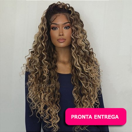 Lace Front Italia Novo - Repartição livre 13x4 - cor iluminada