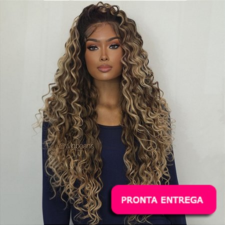 Lace Front Italia Novo - Repartição livre 13x4 - cor iluminada