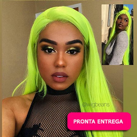 neon green lace front wig