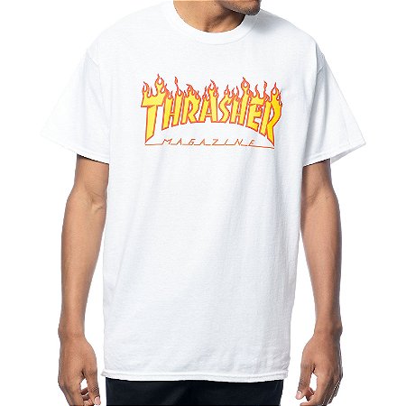 Camiseta Thrasher Flame Logo - White