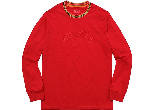 Long Sleeve Supreme Multicolor Striped Rib Top Dusty - Red