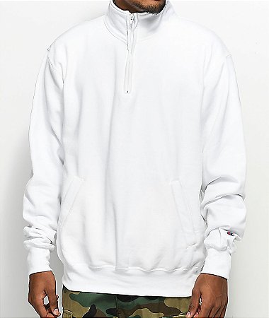 Champion Powerblend Quarter Zip Fleece Sweatshirt - White