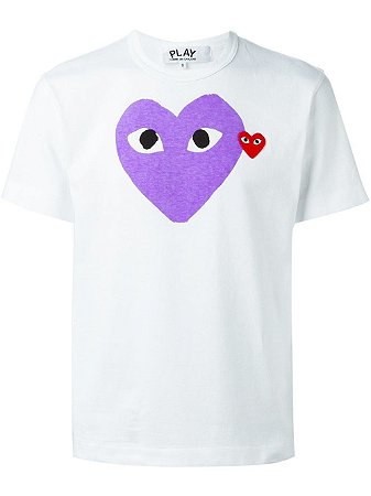 Camiseta Comme des Garcons Play Purple Heart - White