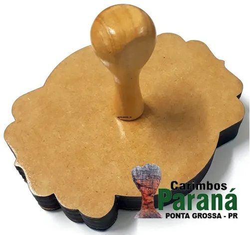 KIT - Carimbo De Madeira Personalizado 10x10 cm + Almofada E Tinta