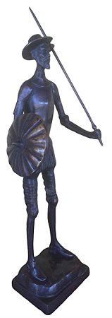 Dom Quixote Em Bronze Oxidado Estatueta Miguel De Cervantes