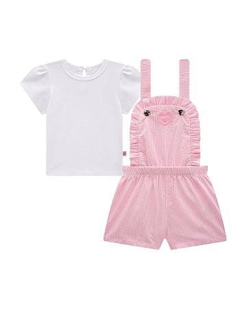 Jardineira Somnii Listrada com Baby Look Básica P ao 3