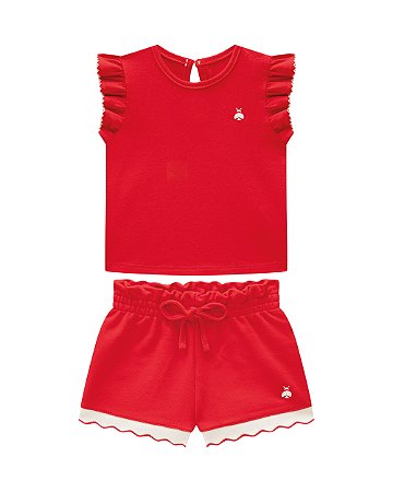 Conjunto Somnii Blusa Babado Logo Bordado e Shorts Moletom 1 ao 3
