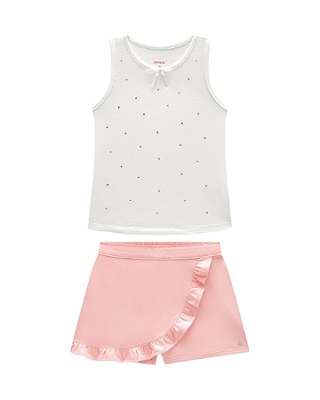 Conjunto Somnii Regata Strass e Shorts Saia Babado Infantil 1 ao 3