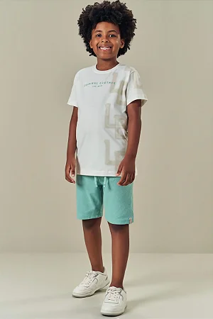 Conjunto Luc.boo Camiseta Manga Curta e Bermuda Menino 4 ao 12