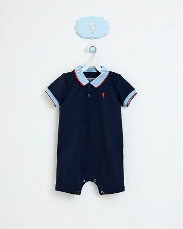 Macacão Onda Marinha gola polo com logo bordado P ao G