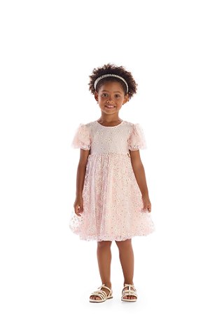 Kiki Vestido Balonê Tule Margaridas Manga Bufante 1 ao 4