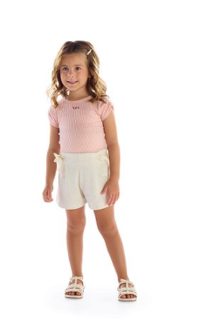 Conjunto Kiki Blusinha Listrada e Shorts com Laço 1 ao 4