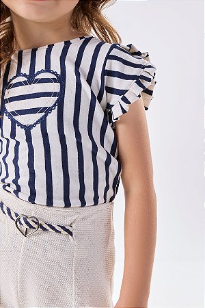 Conjunto Kiki Blusinha com Babados e Shorts Cinto Coração 1 ao 4