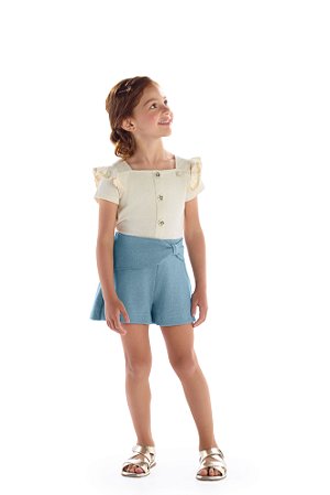 Conjunto Kiki com Babados e Botões Estampados 6 ao 12