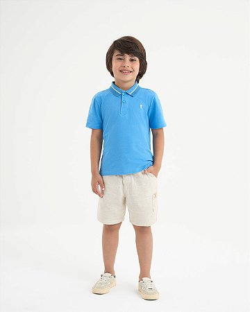 Conjunto Onda Marinha Polo Piquet e Bermuda Linho 1 ao 10
