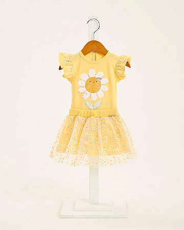 Conjunto Somnii Blusinha Florzinha e Saia tule P ao 3