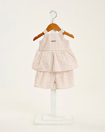 Conjunto Somnii Blusinha e Shorts Xadrez com Plaquinha P ao 3