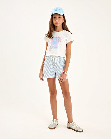 Conjunto Nina Go Blusinha Estampada e Shorts Listrado 10 ao 16