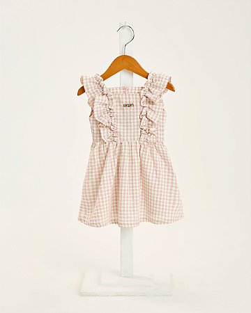 Vestido Somnii Infantil Xadrez com Logo Brilhante 1 ao 3