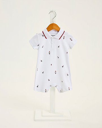 Macacão Onda Marinha Gola Polo Estampado 100% Algodão P ao G