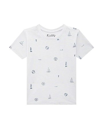 Camiseta Onda Marinha Malha Flamê Barcos Algodão 1 ao 10